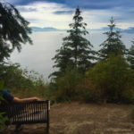 A rest stop with a view of the San Jaun Islands which are resting in the Puget Sound.
